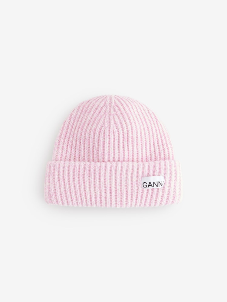 GANNI Pink Structured RIb Beanie - Image 1 of 3