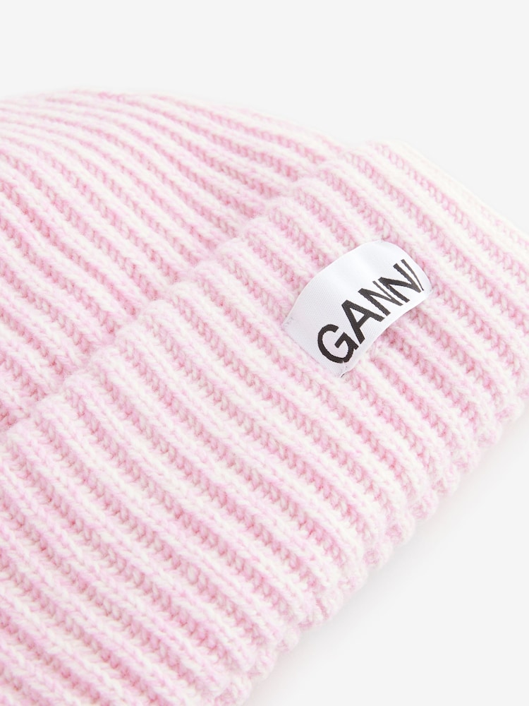 GANNI Pink Structured RIb Beanie - Image 2 of 3