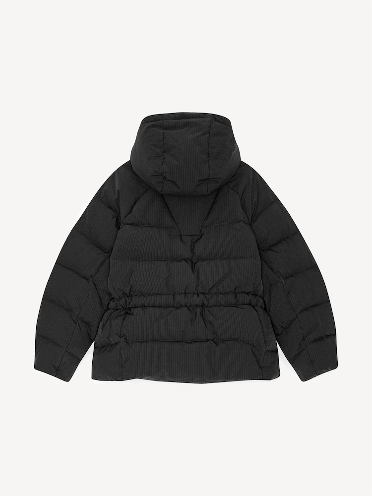 GANNI Black Oversized Tech Seersucker Puffer Jacket - Image 11 of 11