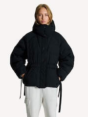 GANNI Black Oversized Tech Seersucker Puffer Jacket - Image 3 of 11