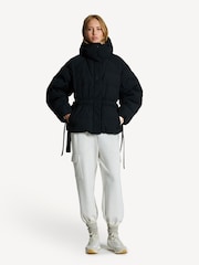 GANNI Black Oversized Tech Seersucker Puffer Jacket - Image 4 of 11