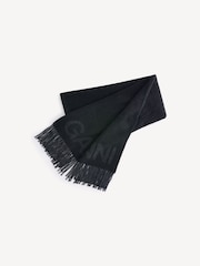 GANNI Black Fringed Wool Scarf - Image 1 of 4