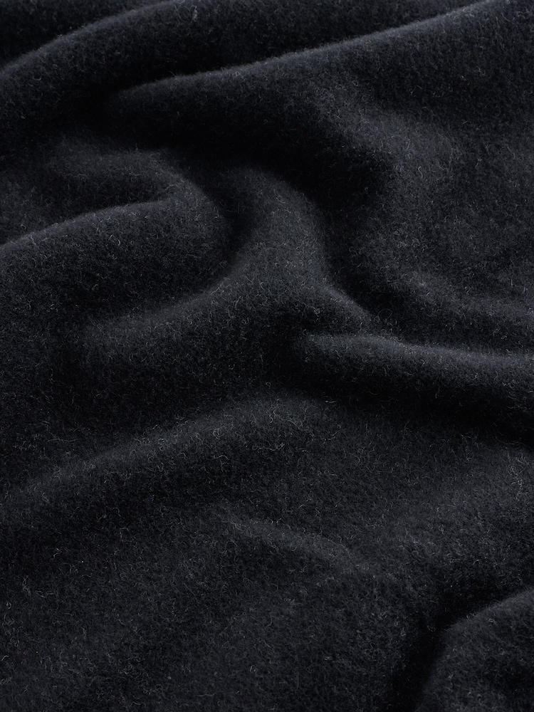 GANNI Black Fringed Wool Scarf - Image 2 of 4