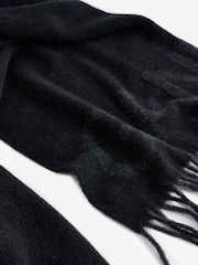 GANNI Black Fringed Wool Scarf - Image 3 of 4