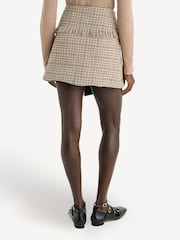 GANNI Brown Check Wool Mix Wrap Mini Skirt - Image 2 of 7