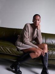 GANNI Brown Check Wool Mix Wrap Mini Skirt - Image 5 of 7