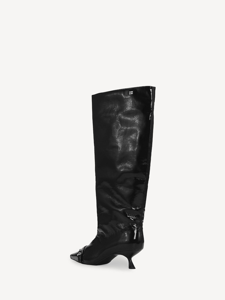 GANNI Black Eyelets Slouchy Naplack High Shaft Boots - Image 2 of 3