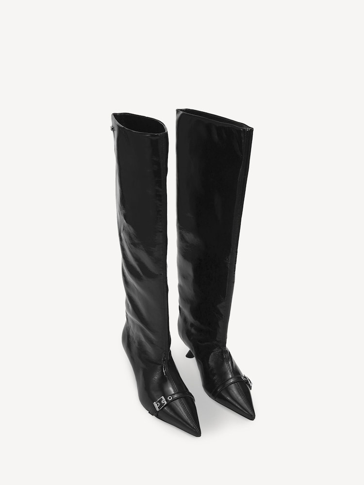 GANNI Black Eyelets Slouchy Naplack High Shaft Boots - Image 3 of 3