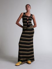 GANNI Black Mini Ribbed Merino Tie Top - Image 1 of 7