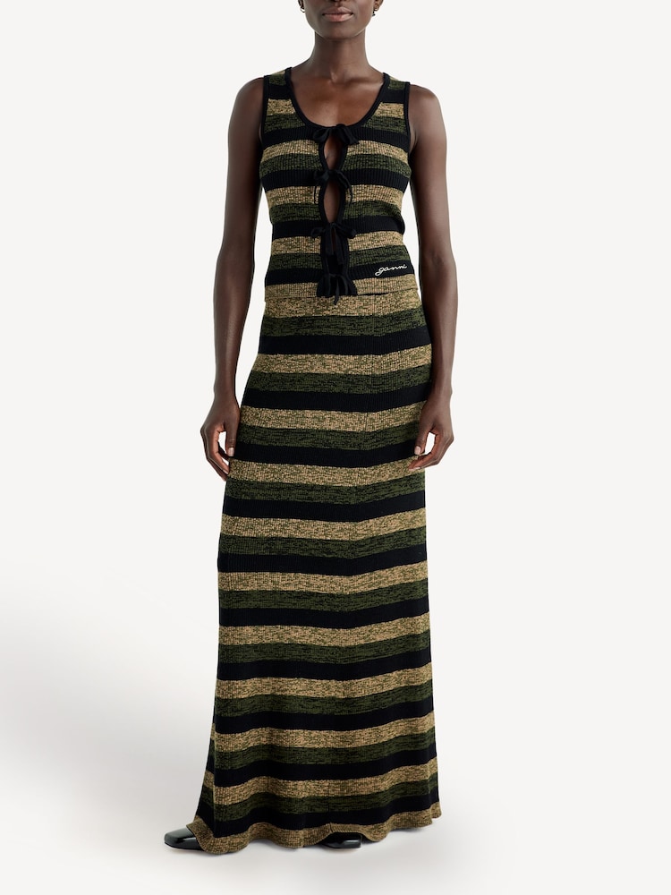 GANNI Black Mini Ribbed Merino Tie Top - Image 2 of 7
