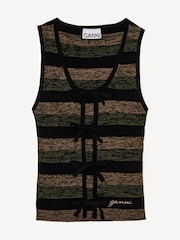 GANNI Black Mini Ribbed Merino Tie Top - Image 6 of 7