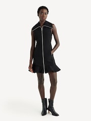 GANNI Black Bonded Crepe Mini Dress - Image 1 of 6