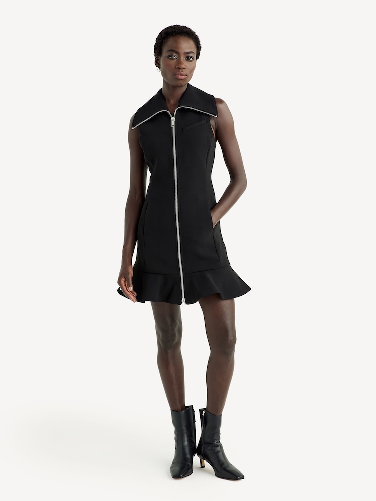 GANNI Black Bonded Crepe Mini Dress - Image 1 of 6