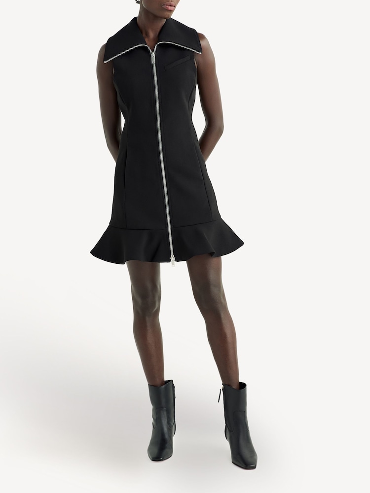 GANNI Black Bonded Crepe Mini Dress - Image 2 of 6 GANNI Black Bonded Crepe Mini Dress - Image 2 of 6