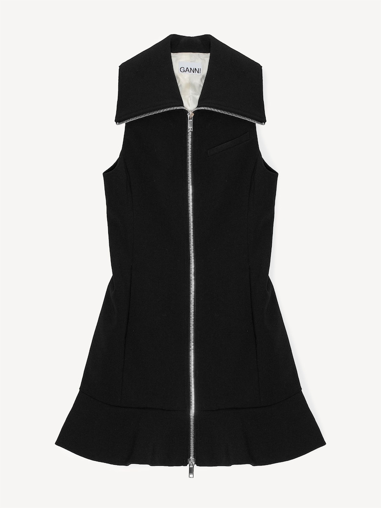 GANNI Black Bonded Crepe Mini Dress | Seasons GANNI Black Bonded Crepe Mini Dress | Seasons