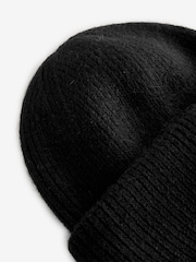 GANNI Black Structured RIb Beanie - Image 2 of 6