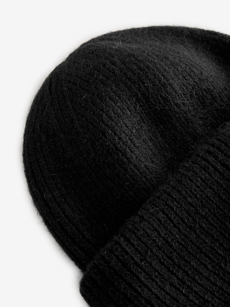 GANNI Black Structured RIb Beanie - Image 2 of 6