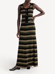 GANNI Black Mini Ribbed Merino Wool Maxi Skirt - Image 2 of 7