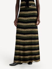 GANNI Black Mini Ribbed Merino Wool Maxi Skirt - Image 4 of 7
