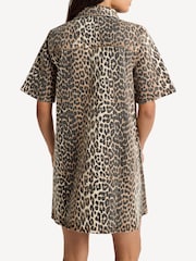 GANNI Brown Leopard Print Mini Dress - Image 2 of 4