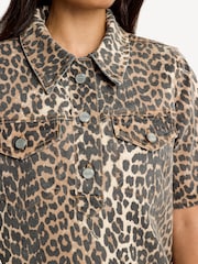 GANNI Brown Leopard Print Mini Dress - Image 3 of 4