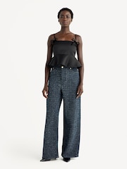 GANNI Blue Fluffy Denim Wide Leg Jeans - Image 1 of 8