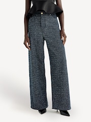 GANNI Blue Fluffy Denim Wide Leg Jeans - Image 2 of 8