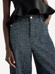 GANNI Blue Fluffy Denim Wide Leg Jeans - Image 5 of 8