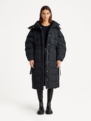 GANNI Black Tech Seersucker Puffer Coat - Image 1 of 7