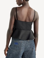 GANNI Black Duchesse Bow Satin Top - Image 2 of 6