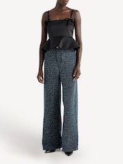 GANNI Black Duchesse Bow Satin Top - Image 3 of 6