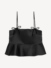 GANNI Black Duchesse Bow Satin Top - Image 5 of 6