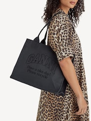 GANNI Black Denim Easy Shopper Tote Bag - Image 2 of 8