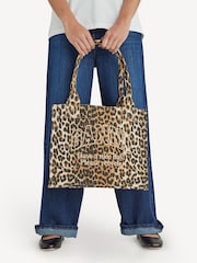 GANNI Leopard Denim Easy Shopper Tote Bag - Image 3 of 8