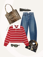 GANNI Leopard Denim Easy Shopper Tote Bag - Image 4 of 8