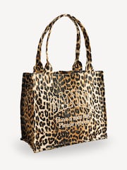 GANNI Leopard Denim Easy Shopper Tote Bag - Image 5 of 8
