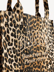 GANNI Leopard Denim Easy Shopper Tote Bag - Image 6 of 8