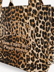 GANNI Leopard Denim Easy Shopper Tote Bag - Image 7 of 8