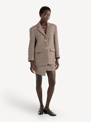 GANNI Brown Check Wool Mix Boxy Blazer - Image 1 of 6