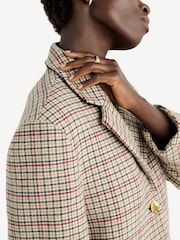 GANNI Brown Check Wool Mix Boxy Blazer - Image 4 of 6