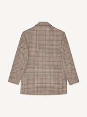 GANNI Brown Check Wool Mix Boxy Blazer - Image 6 of 6