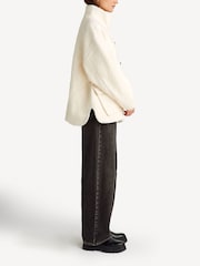 GANNI Cream Wool Blend Drop Shoulder Barn Jacket - Image 3 of 6