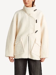 GANNI Cream Wool Blend Drop Shoulder Barn Jacket - Image 5 of 6