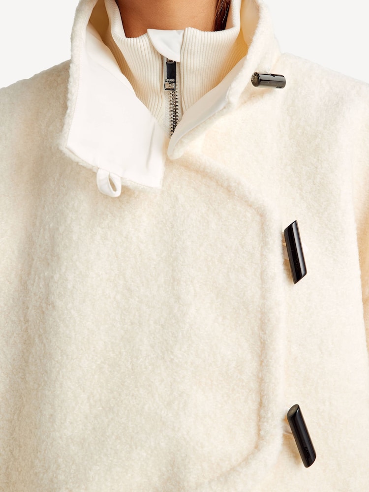 GANNI Cream Wool Blend Drop Shoulder Barn Jacket - Image 6 of 6