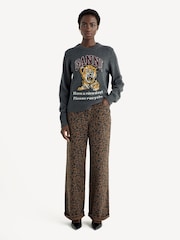 GANNI Grey Tiger Graphic Wool Crewneck Jumper - Image 3 of 5