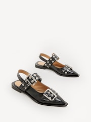 GANNI Black Feminine Buckle Print Ballerinas - Image 2 of 5