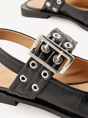 GANNI Black Feminine Buckle Print Ballerinas - Image 4 of 5