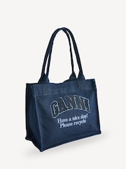 GANNI Blue Denim Easy Shopper Tote Bag - Image 4 of 7