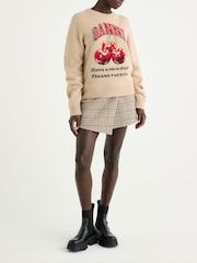 GANNI Brown Cherry Wool Crew Neck Jumper - Image 3 of 5