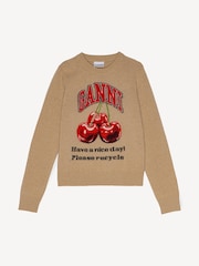 GANNI Brown Cherry Wool Crew Neck Jumper - Image 5 of 5